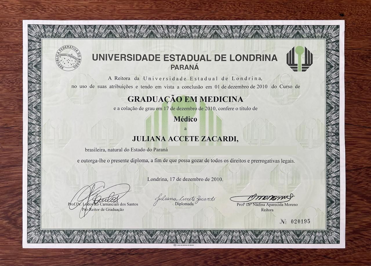 Diploma de Graduação em Medicina da Universidade Estadual de Londrina